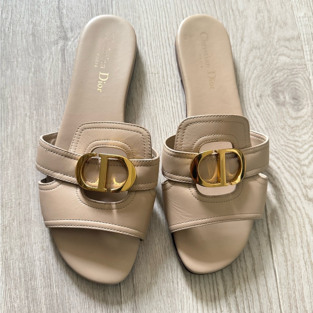 Dior 30 Montaigne Slide Sandals Nude Size 39 Authentic